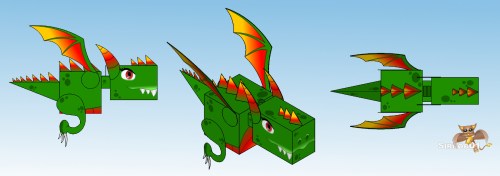 Dragon Papercraft 3 View S01